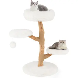 CostwayArbre à Chat de 90 cm Tour pour Chat en Bois Massif de Poirier ... pas cher