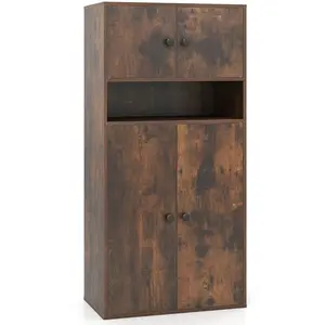 Costway Bibliothèque de 111 CM de Hauteur avec 4 Portes Organisateur d... pas cher