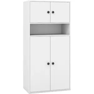 Costway Bibliothèque de 111 CM de Hauteur avec 4 Portes Organisateur d... pas cher