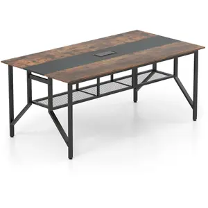 Costway Table de Conférence 180 cm Table de Réunion Rectangulaire avec... pas cher