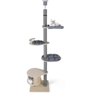 CostwayArbre à Chat Réglable du Sol au Plafond à 5 Niveaux Meuble d'Es... pas cher