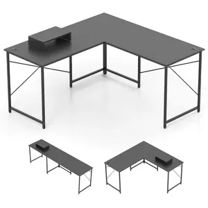 Costway Bureau en Forme de L Réversible de 150 cm avec Prise Intégrée ... pas cher