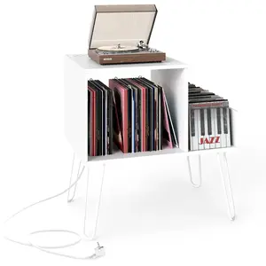 Costway Support pour Tourne-disque Prise de Courant Séparateur Table d... pas cher