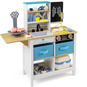 CostwayEnsemble Jouet Centre Médical en Bois avec Tableau Balance pour... pas cher
