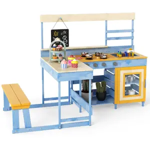 CostwayCuisine de Boue avec Table de Pique-Nique pour Enfants Cuisine ... pas cher