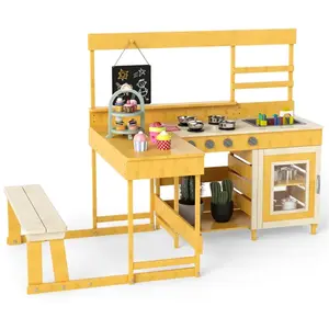 CostwayCuisine de Boue avec Table de Pique-Nique pour Enfant Cuisine e... pas cher