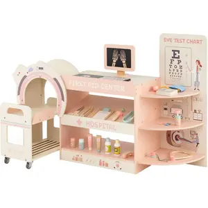 CostwayEnsemble de Jeu de Médecin pour Enfants Kit d Hôpital en Bois a... pas cher