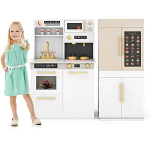 CostwayJeu de Cuisine pour Enfants 2 Pièces Combinaison Cuisine et Réf... pas cher