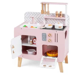 CostwayCuisine pour Enfants Ensemble de Jeu en Bois avec Cuisinières É... pas cher