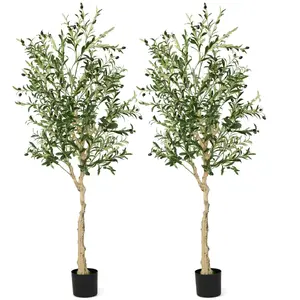 CostwayLot de 2 Oliviers Artificiels Plantes d'Olivier Fausse de 180 C...Vendu parcostway