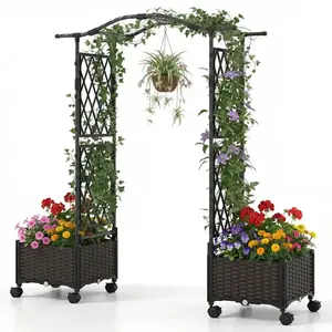 CostwayJardinières en Rotin à Arrosage Automatique avec Treillis et To... pas cher