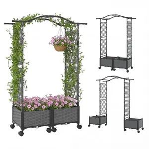CostwayJardinières en Rotin à Arrosage Automatique avec Treillis et To... pas cher