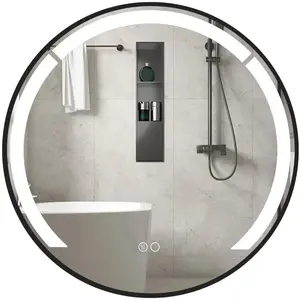 CostwayMiroir de Salle de Bain Rond LED 60 CM Cadre en Aluminium avec ... pas cher
