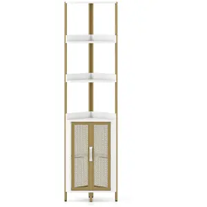 Costway Étagère d'Angle à 6 Niveaux Bibliothèque d'Angle avec Armoire ... pas cher