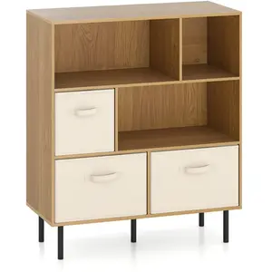 Costway Bibliothèque 6 Cubes Étagère 3 Niveaux avec 3 Tiroirs Pliables... pas cher