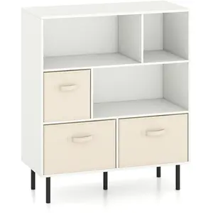 Costway Bibliothèque 6 Cubes Étagère 3 Niveaux avec 3 Tiroirs Pliables... pas cher