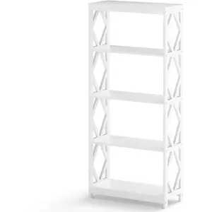 Costway Bibliothèque Ouverte Haute 5 Étagères en Bois avec Structure R... pas cher
