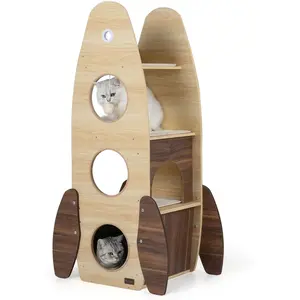 CostwayArbre à Chat Fusée pour Chats d'Intérieur Grand Arbre à Chats avec Condo à 2 Étages Plateforme Supérieure Tapis à Griffer en Sisal Naturel