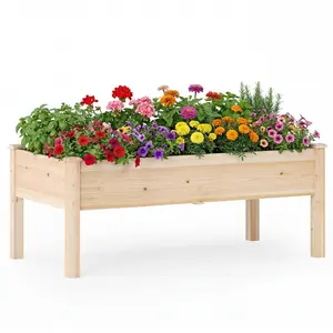 CostwayBac de Jardin Surélevé en Bois Jardinière Élevée pour Légumes F... pas cher