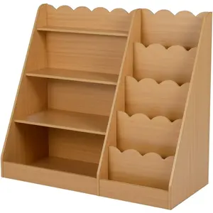 Costway Bibliothèque Enfant Montessori avec 5 Niveaux Ondulés 4 Étagèr... pas cher