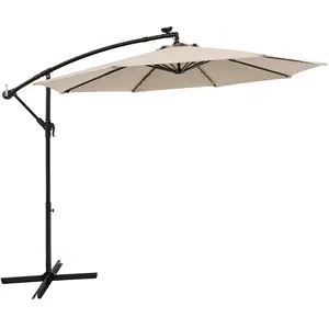 CostwayParasol Déporté Solaire de 300 cm 40 Perles de Lampe Panneau So... pas cher
