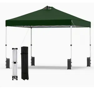CostwayTonnelle de Jardin 3x3 m Tente Pop-Up, Montage Instantané Toit à Revêtement Argenté Gazebo Portable avec 4 Sacs de Sable Vert pas cher