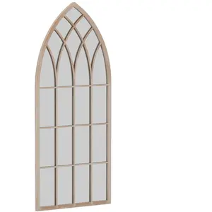CostwayMiroir Fenêtre de Ferme Grand Miroir Mural Arqué avec Cadre Mét... pas cher
