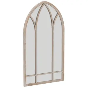 CostwayMiroir Fenêtre de Ferme Grand Miroir Mural Arqué avec Cadre Métallique Miroir Décoratif Anti-Explosion Intérieur/Extérieur 83 x 48 cm Gris Rustique pas cher