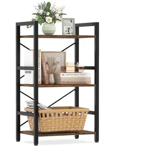 Costway Bibliotheque à 3 Niveaux Etagere Rangement sur Pied en Métal a...