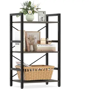 CostwayBibliotheque à 3 Niveaux Etagere Rangement sur Pied en Métal av... pas cher