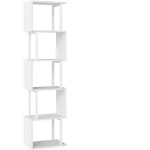 Costway Bibliothèque à 5 Niveaux Meuble de Rangement Ouvert Géométrique en Forme de S avec Cadre Métallique pas cher