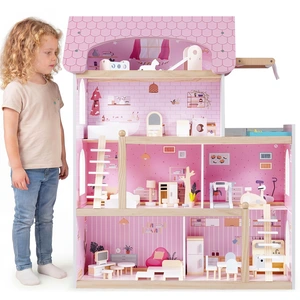 CostwayMaison de Poupée en Bois Maison de Jeux pour Enfants avec 33 Ac... pas cher