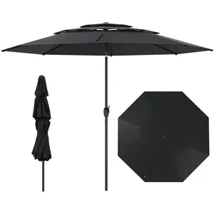 CostwayParasol de Terrasse Ventilé à 3 Niveaux de 300cm Parasol de Tab... pas cher