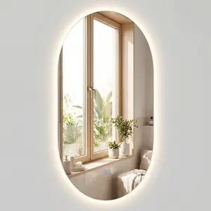 CostwayMiroir avec LED Miroir Mural Ovale Incassable sans Cadre avec T... pas cher