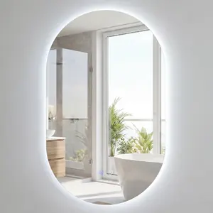 CostwayMiroir avec LED Miroir Mural Ovale Incassable sans Cadre avec T... pas cher