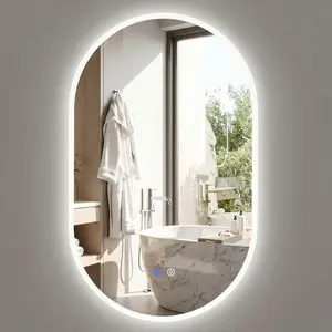 CostwayMiroir Éclairé de Salle de Bain 90 x 55 CM Miroir Incassable Rétroéclairé avec 3 Couleur Réglables Fonction Anti-Buée Argent pas cher