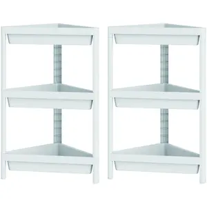 Lot de 2 Étagères d'Angle à 3 Niveaux Étagère Sur Pied pour Salle de Bain avec Design Amovible et Tr
