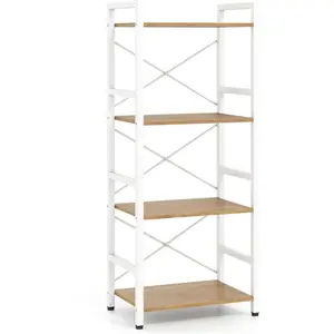 Costway Bibliothèque Étroite Autoportante à 4 Niveaux avec Cadre Métal... pas cher