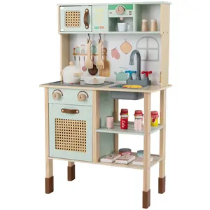 CostwayCuisine en Bois pour Enfants Cuisine Jouet pour Tout-petits ave... pas cher