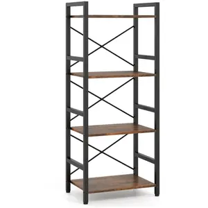 Costway Bibliothèque Étroite Autoportante à 4 Niveaux avec Cadre Métal... pas cher
