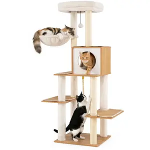 CostwayArbre à Chat Moderne de 148 cm d'Intérieur avec Poteaux à Gratt... pas cher