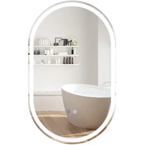 CostwayMiroir Mural de Salle de Bain 90 x 50 CM Miroir Incassable Rétr... pas cher
