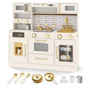 CostwayCuisine Enfant 3+ Ans Cuisine Jouet avec Plaques de Cuisson Lum... pas cher