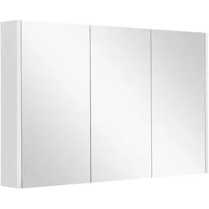 CostwayArmoire Murale Salle de Bain avec 3 Miroirs Placard de Rangement Murale avec 3 Portes 3 Niveaux Étagères à Hauteur Réglable 90x11x65cm Blanc pas cher