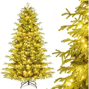Sapin Lumineux Articulé 210CM COSTWAY-370 Lumières LED Blanc Chaud-109... pas cher