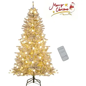 Sapin de Noël Artificiel Enneigé 180 cm COSTWAY--Télécommande et Minut... pas cher