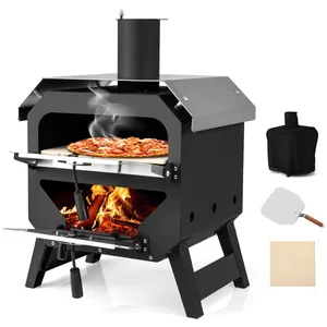 Four à Pizza Extérieur à Bois COSTWAY Pierre à Pizza-Pelle-Température...Vendu parcdiscount