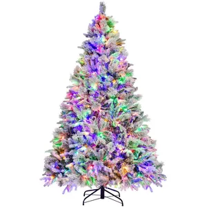Sapin de Noël LED Artificiel 210 cm COSTWAY-320 Lumières,8 Modes et 4 ... pas cher