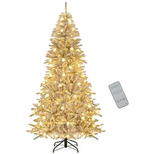 Sapin de Noël Artificiel Enneigé 210 cm COSTWAY--Télécommande et Minut... pas cher