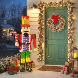 COSTWAY Décoration 170 CM Soldat Casse-Noisette de Noël Lumineux - 110... pas cher